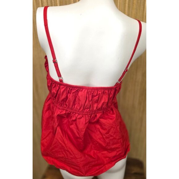Red Love On A Hanger Ruffled Cotton Empire Top Size L Adjustable Heart - Picture 4 of 6